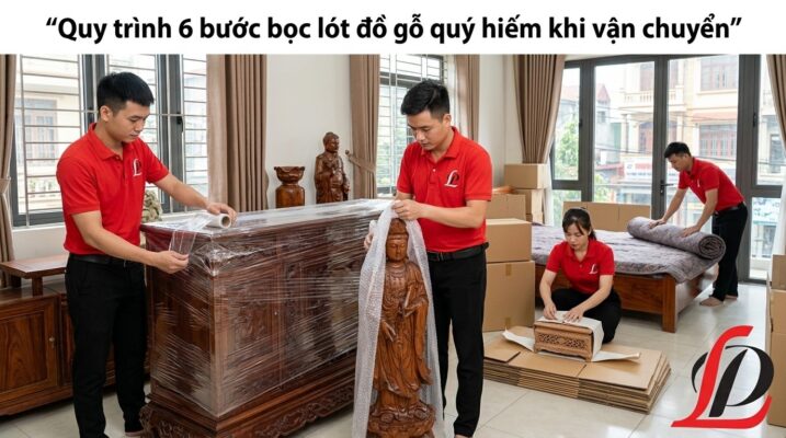 Quy trình bọc lót đồ gỗ quý hiếm khi vận chuyển