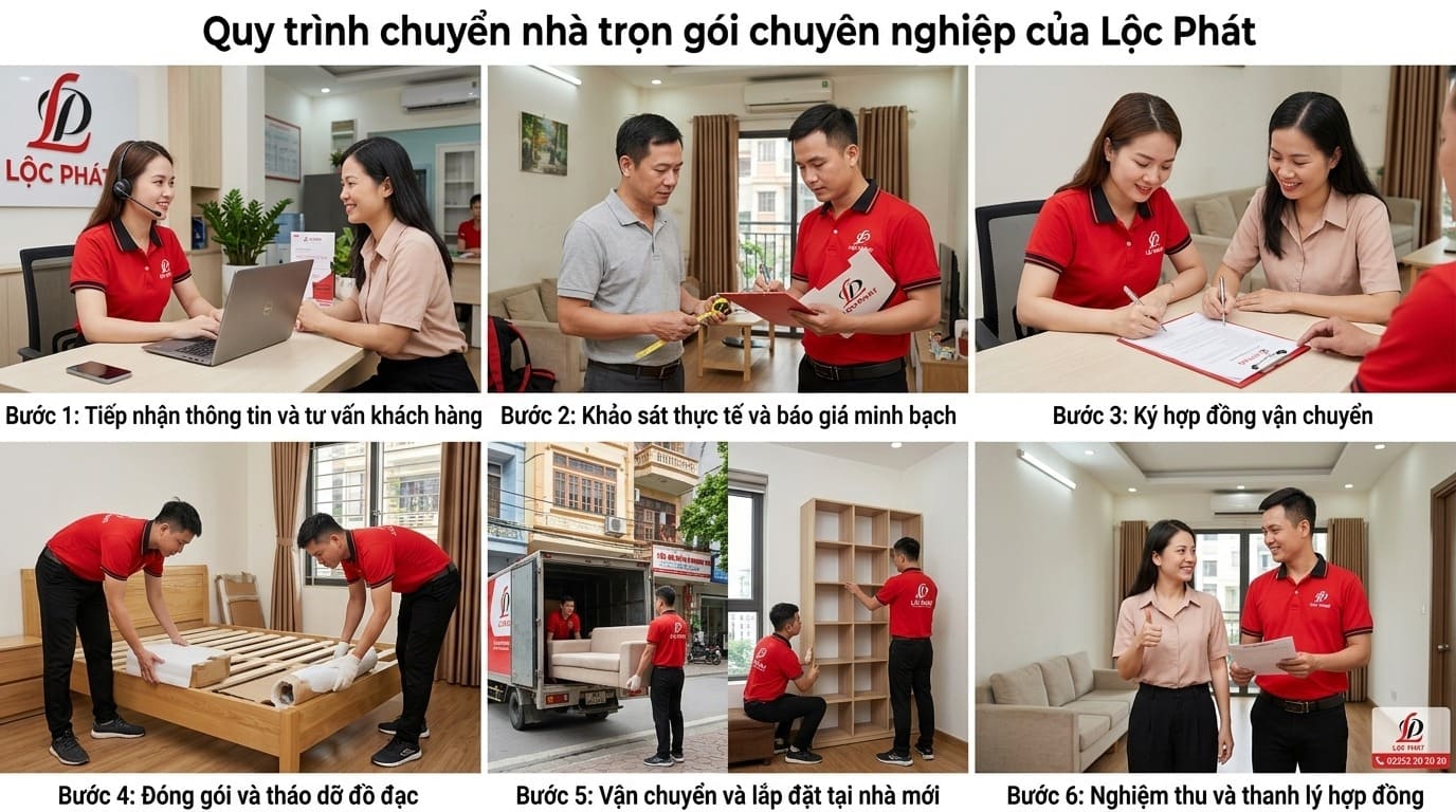 Quy trình chuyển nhà trọn gói chuyên nghiệp của Lộc Phát